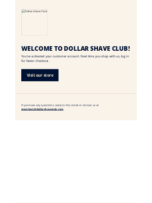 Dollar Shave Club - Customer account confirmation