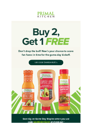 Primal Kitchen - 🏈 Game Day Deal: Buy 2, Get 1 Free