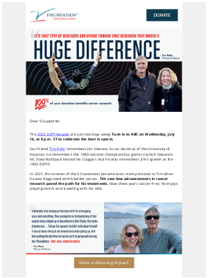 The V Foundation - Three years cancer-free because of research