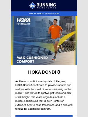 Running Warehouse - The New HOKA Bondi 8 - Max cushioned comfort