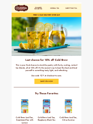 Celestial Seasonings - Final hours to save 15% on Cold Brew Iced Teas