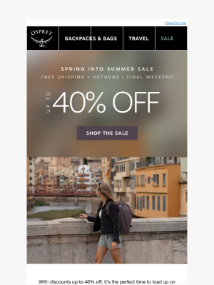 Osprey - Last days for up to 40% off + free shipping