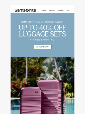 Samsonite - Up to 40% Off Luggage Sets + FREE Shipping