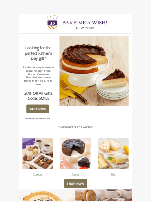 Bake Me A Wish! - Can’t go wrong with a cake delivery for Dad! Save 20%