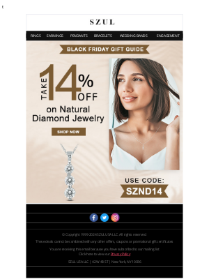 Szul - Black Friday Discounts - Take 14% Off on Natural Diamond Jewelry!