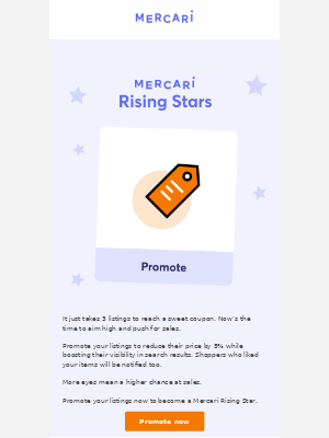 Mercari - RISING STAR TIP ⭐ Promote your listings to drive sales. 💥