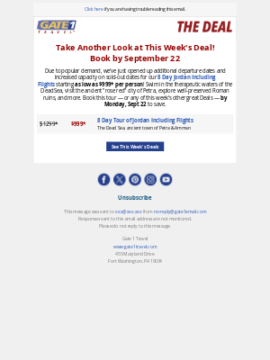 Gate 1 Travel - The Deal - New Dates Added for Jordan w/ Air from $999*