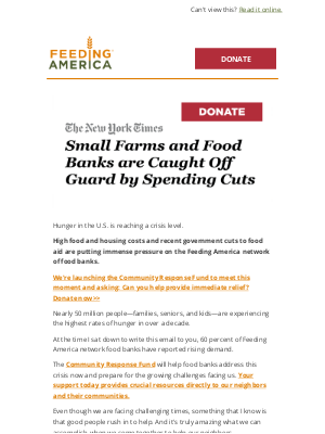 Feeding America - U.S. hunger crisis grows: Feeding America is responding