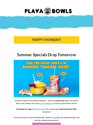 Playa Bowls - Summer's Tangiest Wave Drops Tomorrow! ☀️🍓