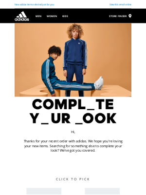 cross-sell email example from Adidas