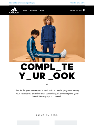 Email design example from Adidas