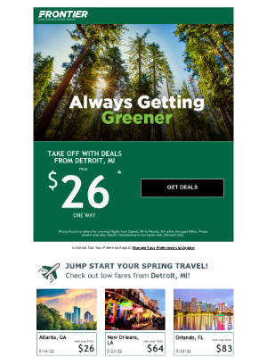 Frontier Airlines - TREE-t yourself to low fares on America's Greenest Airline!🌳