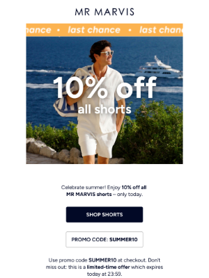 Mr Marvis (United Kingdom) - Last chance: 10% off all shorts