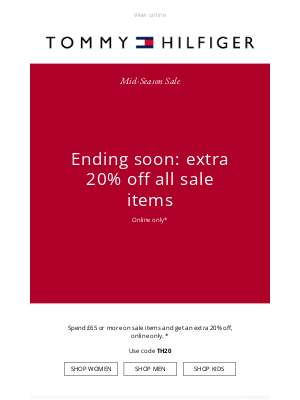 Tommy Hilfiger (United Kingdom) - Ending soon: extra 20% off all sale items - online only