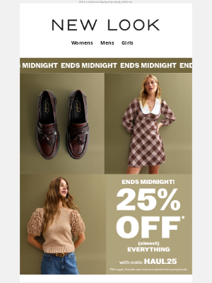 New Look (United Kingdom) - EXTENDED: 25% off (almost) everything