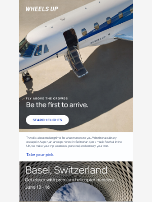 Wheels Up - A taste for extraordinary art, music & cuisine: Fly privately to these top events