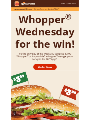 Burger King - Whopper Wednesday is here! 😍