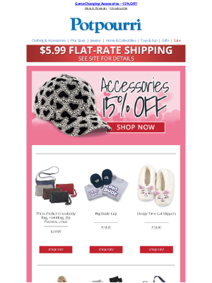 Potpourri Online Catalog - 🛍️ 15% Off to Elevate Your Accessories Game