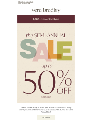 Vera Bradley - Semi-Annual Sale: Accessories Up to 50% OFF!