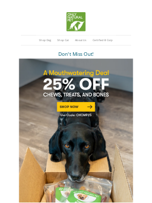 Only Natural Pet - Sink Your Teeth into 25% OFF! 😋