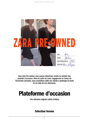 Zara (France) - ZARA PRE-OWNED : Réparez, donnez, revendez ou achetez des vêtements d’occasion