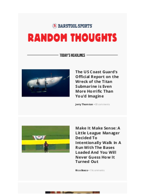 Barstool Sports - The US Coast Guard's Official Report on the Wreck of the Titan Submarine is Even More Horrific Than You'd Imagine