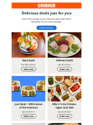 GrubHub - ‼️ Today’s top deals at Nara Sushi and more