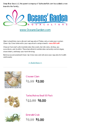 Saltwaterfish - 🐠50% OFF Build Your Own Clean Up Crew @ Oceansgarden.com