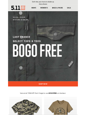511tactical - 📣 Last Call | Lock in BOGO Free Select Tops + Tees 📣