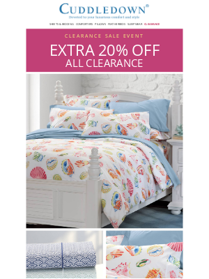 Cuddledown - Happening now: Extra 20% off clearance