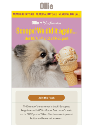 Ollie - 60% off + FREE dog ice cream 🐶🍦