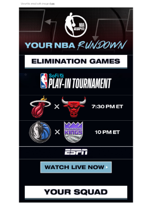 ESPN - The NBA Play-In 🏀 Elimination Games Tonight