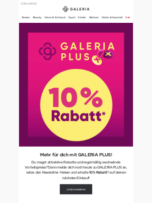 Galeria Kaufhof GmbH (Germany) - Hier warten 10% Rabatt auf dich!