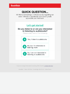 survey email by BookBub