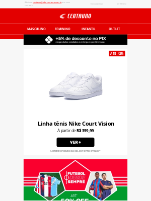 Centauro (Brazil) - Linha tênis Nike Court Vision com até 45% OFF! 🔥