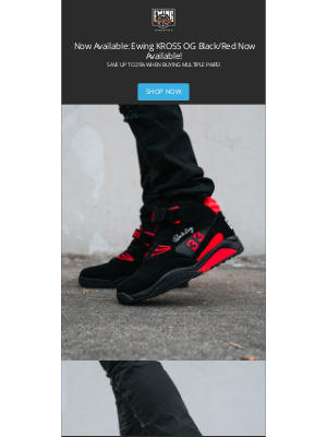Ewing Athletics - KROSS OG Black/Red Now Available!
