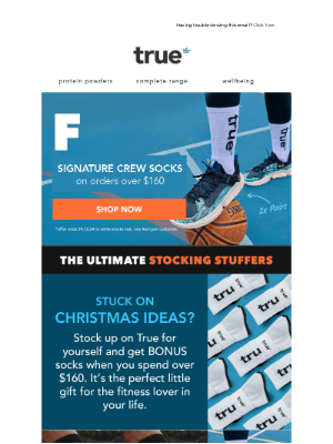 True Protein (Australia) - Free Signature Crew Socks on Orders* 🧦