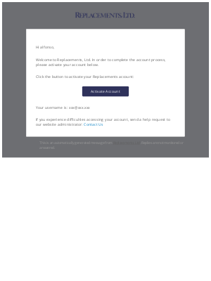 Replacements - Activate Account