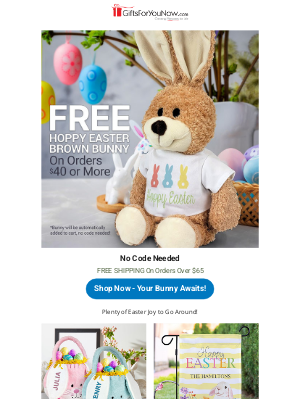 GiftsForYouNow.com - FREE Bunny With All Orders $40+! 🐰