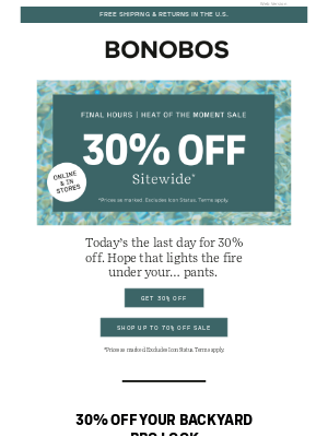 Bonobos - 30% Off Ends TONIGHT. Don’t Miss It.