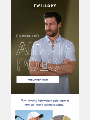 Twillory - NEW! Air Zip Polo Colors