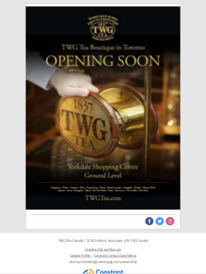 TWG Tea Canada - TWG Tea Opening in Toronto