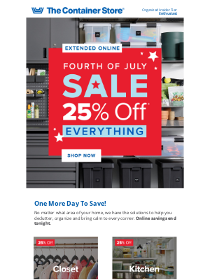 The Container Store - ONE EXTRA DAY To Save 25% Online