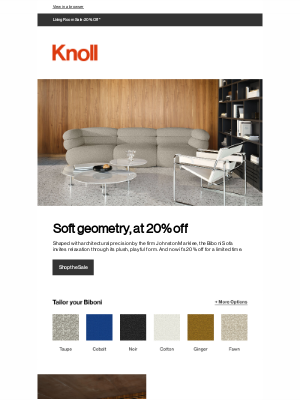 Knoll - Save 20% on the new Biboni Sofa