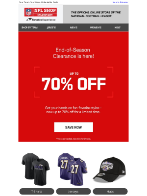 NFL - NOW LIVE: Up To 70% Off Clearance!