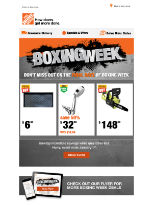 The Home Depot (Canada) - Hey Michael, Shop Our Boxing Week Deals Before They’re Gone 🚨