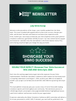 Simio Software - July Simio Scoop: Share, Learn, and Level Up with New Tools and Tips!