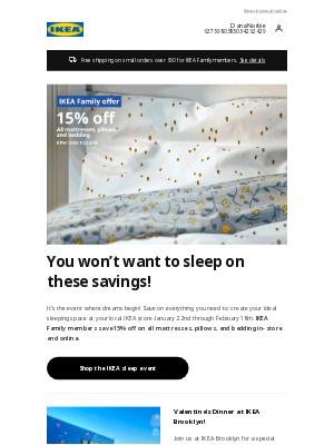 IKEA - Upgrade Your Sleep: 15% Off Mattresses, Pillows & Bedding!