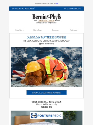 Bernie & Phyl's Furniture - Your Choice, Firm or Soft $788.99 During the Labor Day Mattress Savings Event! ✨