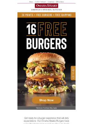 Omaha Steaks - WHOA! 16 FREE Omaha Steaks Burgers could be yours!